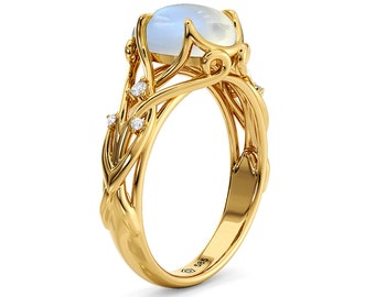Moonstone engagement ring, Celtic Engagement Ring, Braided Moonstone ring, 5559