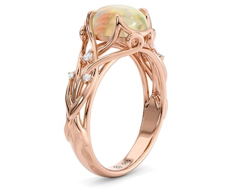 Opal Engagement Ring: 14K Rose Gold Celtic Braided Filigree
