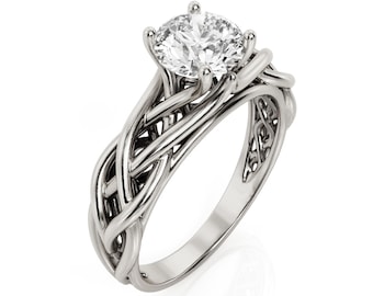 Platinum Lab Diamond Engagement Ring: Braided Ring