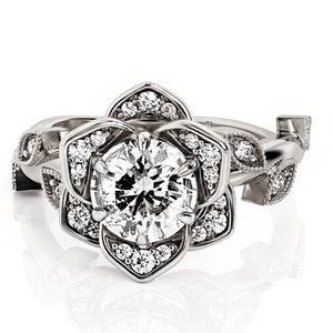 Vintage Lotus Verlobungsring Set mit 1ct Moissanit, 3844