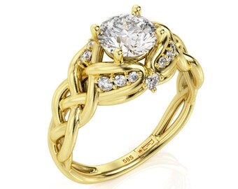 14K Gold Celtic Knot 1ct Diamond Engagement Ring