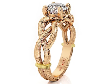 Zweig Verlobungsring, Rosegold Zweig Ring, 3675av