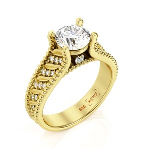Leaves Engagement Ring, 1ct Moissanite engagement ring, Vines Engagement ring, Leaf engagement ring, Filigree engagement ring, 2142