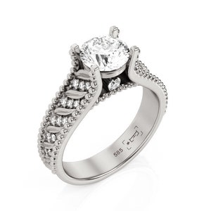Leaves Engagement Ring, 1ct Moissanite engagement ring, Vines Engagement ring, Leaf engagement ring, Filigree engagement ring, 2142