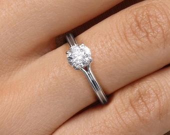 White Gold Double Band Diamond Engagement Ring