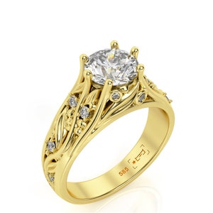 Leaves Engagement Ring, 1ct Moissanite engagement ring, Vines Engagement ring, Leaf engagement ring, Filigree engagement ring, 2057kob