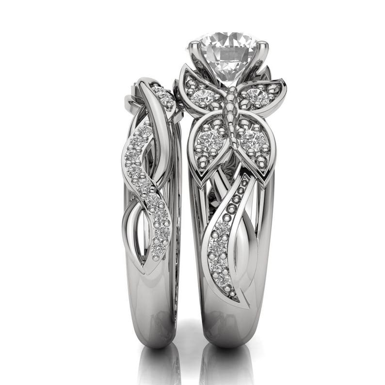Butterfly Bridal Set 1ct Moissanite Engagement Ring - Etsy