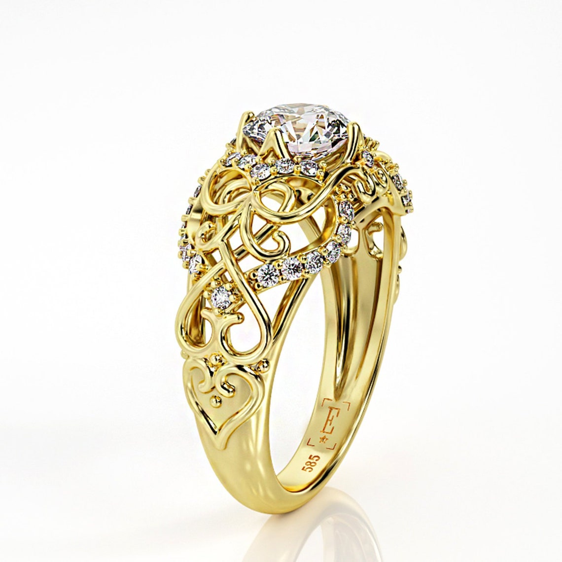 Celtic Engagement Ring 1ct Moissanite Engagement Ring Heart Etsy