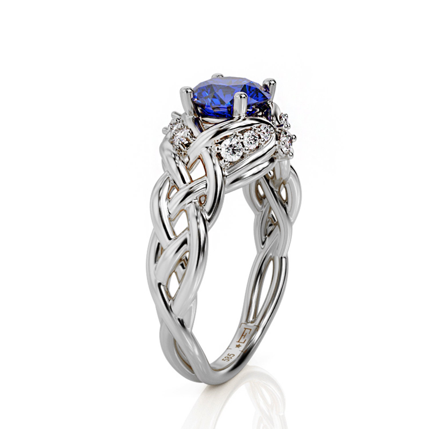 Blue Sapphire Ring Celtic Engagement Ring Braided Engagement Etsy UK