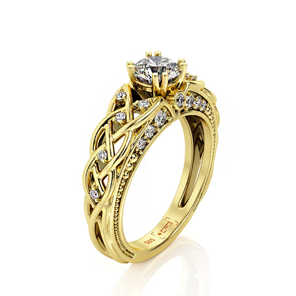 Celtic Engagement Ring Braided Moissanite Ring Moissanite Etsy