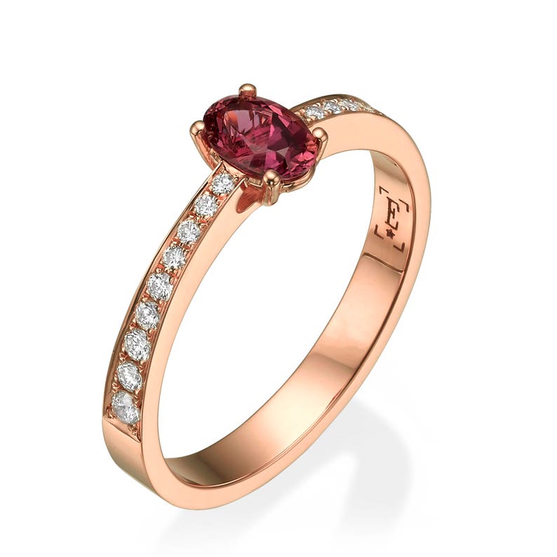 Peach Sapphire Ring, Padparadscha Sapphire Engagement Ring, Rose Gold and Sapphire engagement ring, Oval Sapphire Ring, Diamond ring image 2