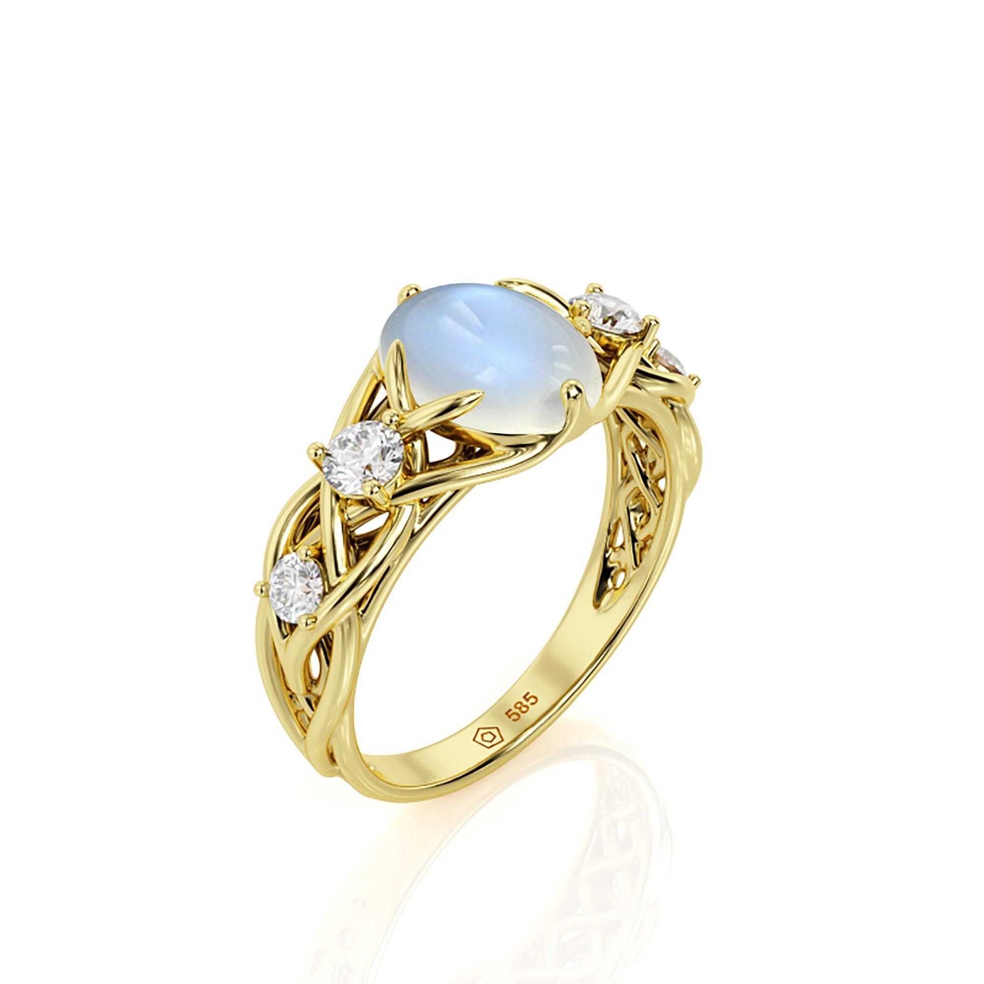 Moonstone Engagement Ring Celtic Engagement Ring Braided Etsy UK