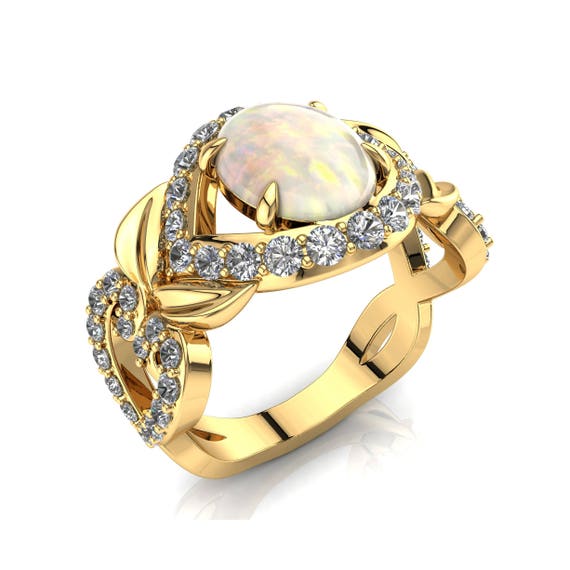 Opal Engagement Ring Art Deco Engagement Ring Opal Celtic | Etsy