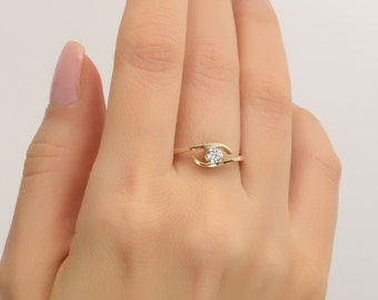 Engagement Ring - 14K Gold and Moissanite engagement ring, celtic ring, engagement ring, Moissanite ring, art deco, edwardian, R009