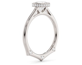 Platinum Dainty Cushion Moissanite Engagement Ring