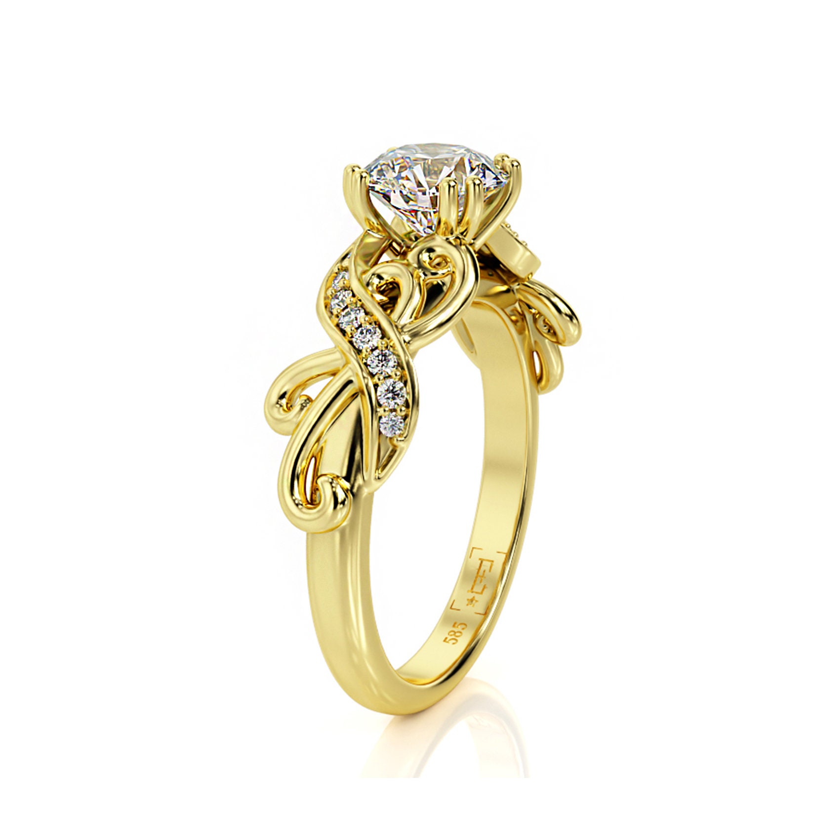 Art Deco Engagement Ring 1ct Moissanite Engagement Ring | Etsy