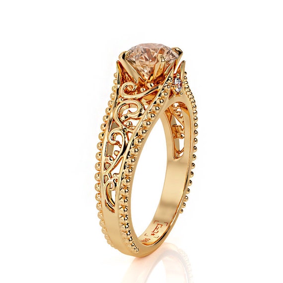Art Deco Morganite Ring Morganite Engagement Ring Vintage | Etsy