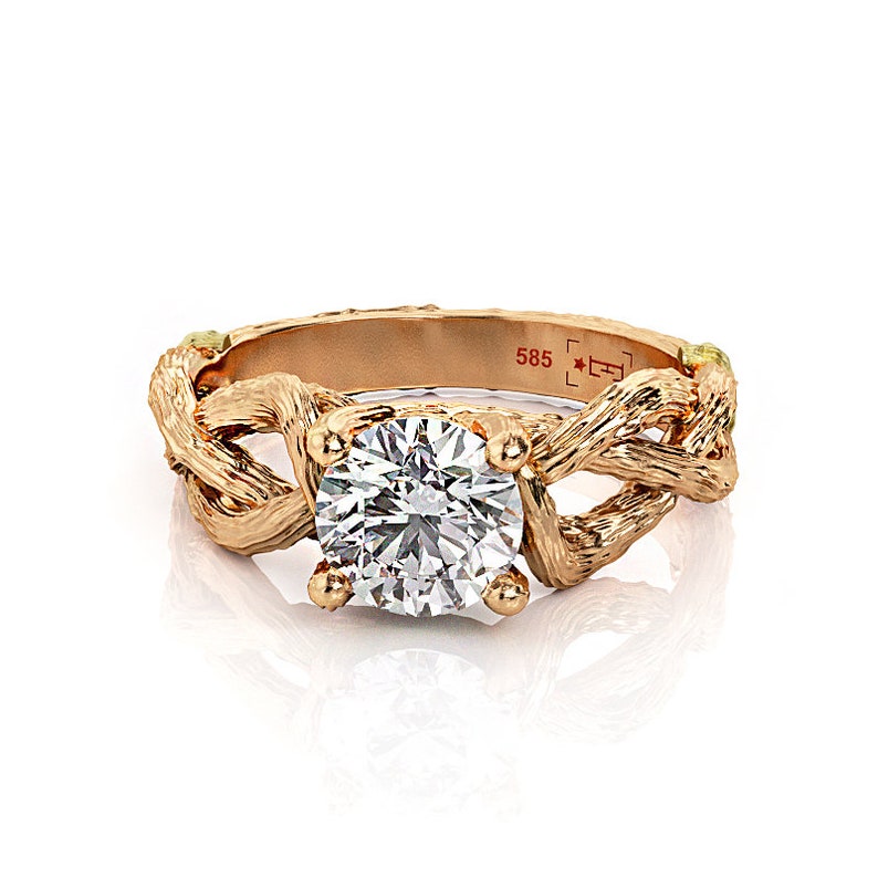 Twig Engagement Ring Rose Gold Twig Ring 3675av - Etsy