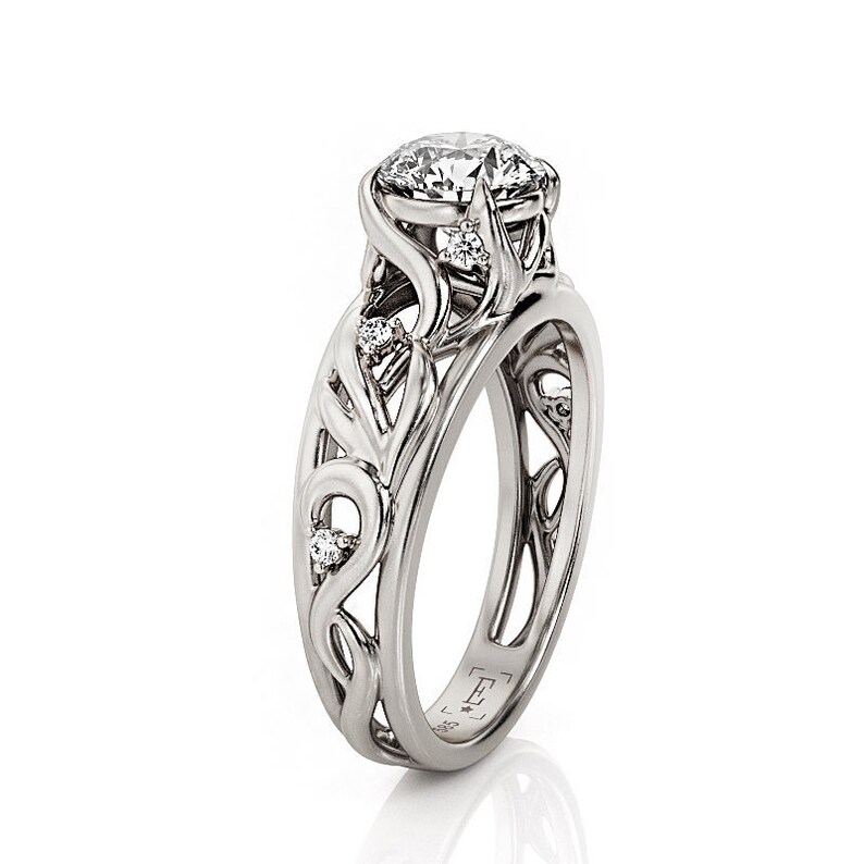 Celtic Engagement Ring Leaf Engagement Ring 1ct Moissanite Etsy