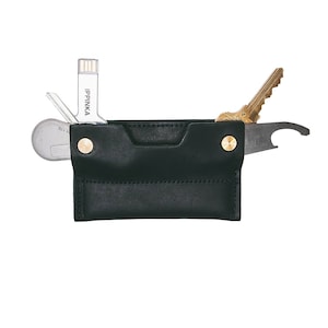 IPPINKA MKC Schlankes Portemonnaie und Schlüsselhalter | All-in-One Leder Organizer für Schlüssel, Karten, Bargeld (schwarz)