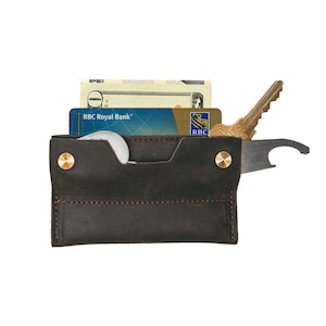 IPPINKA MKC Schlankes Portemonnaie und Schlüsselhalter | All-in-One Leder Organizer für Schlüssel, Karten, Bargeld (braun)