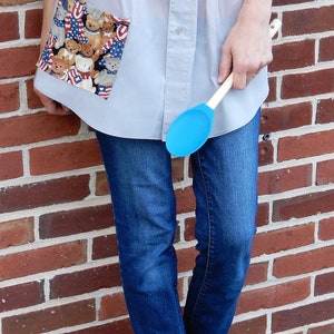 Gray Teddy Bear Waist/Half Apron with Pocket