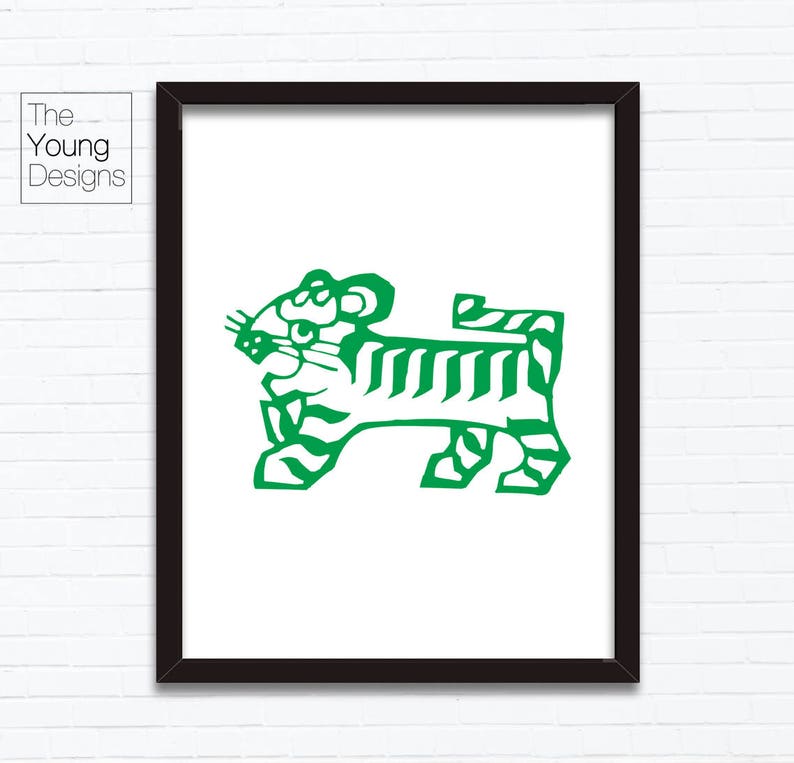 Birthday gift ideas Chinese Zodiac Tiger Birthday Year printable posters paper cutting style Astrology Animal Sign