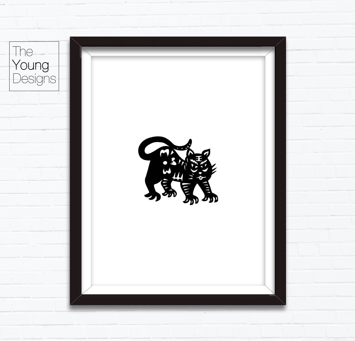 Birthday gift ideas Chinese Zodiac Tiger Birthday Year printable posters paper cutting style Astrology Animal Sign