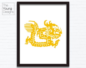 Chinese Zodiac Dragon, Astrology Animal Sign, Birthday Year printable posters, paper cutting style, Birthday gift ideas