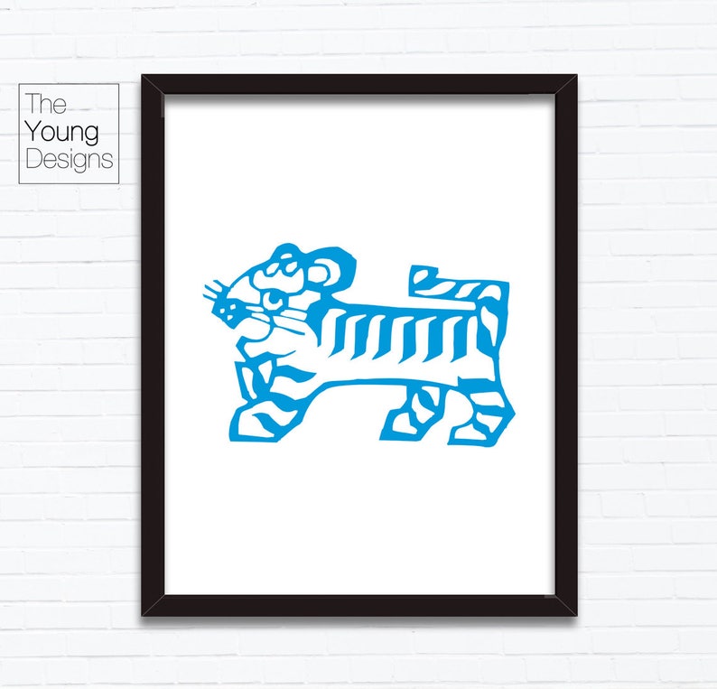 Birthday gift ideas Chinese Zodiac Tiger Birthday Year printable posters paper cutting style Astrology Animal Sign