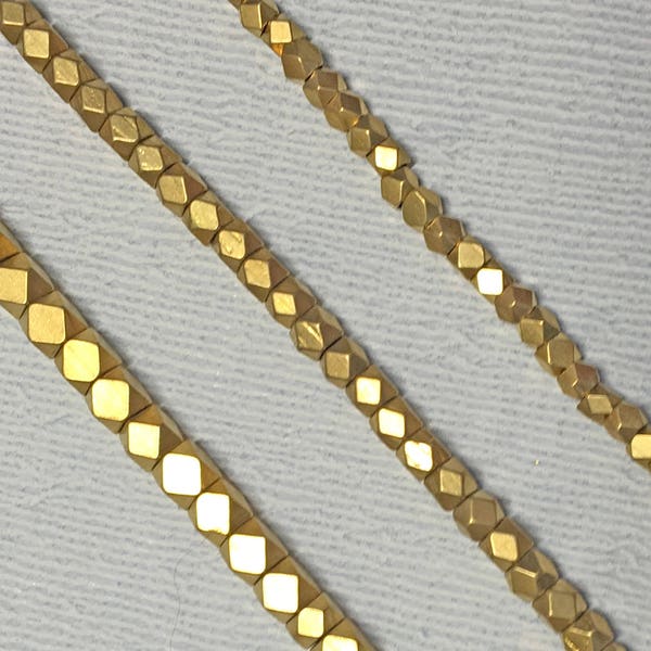 thumbnail image 2 of Antiqued Brass Faceted Beads – 3mm With Large Hole – 24 Inch Strand For Jewelry Making 2 of 3
