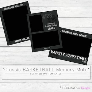 Classic BASKETBALL Sport Memory Mate 8x10 Template Trio Set