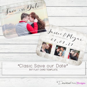 5x7 &quot;Vintage Save our Date&quot; Photo Template for Photographers
