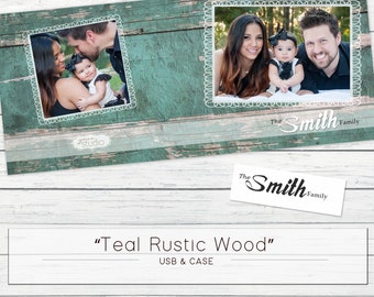 Modèle de boîtier USB « Teal Rustic Wood » WHCC