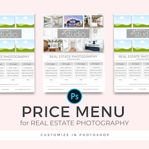 Price Menu Home Real Estate &quot;Modern&quot; Price List - 8x10 Digital Template