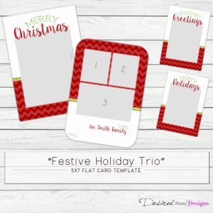 5x7 Flat Card - &quot;Festive Holiday Trio&quot; - 3 LOOKS!
