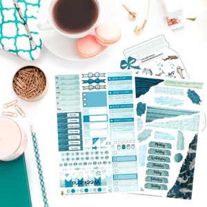 Watercolor Shark Simple Weekly Sticker Kit Planner Basics Journaling Kit Torn Paper Stickers Summer Stickers A La Carte Stickers