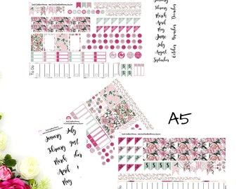 Flower Market Choose Your Month Monthly Personal or A5 Summer Month Monthly Sticker Kit Scrapbook Stickers