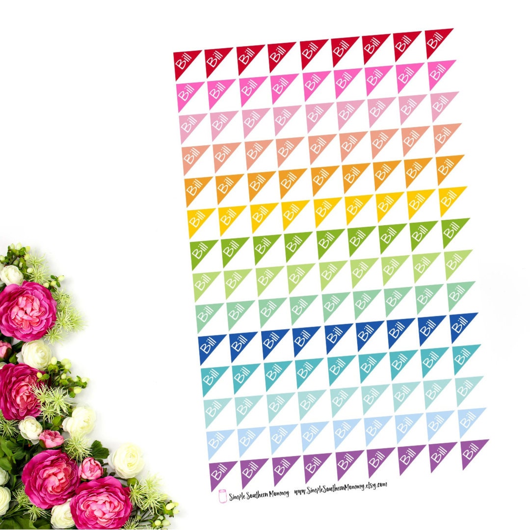 Bill Corner Stickers Color Coding Stickers Functional Stickers Adulting ...