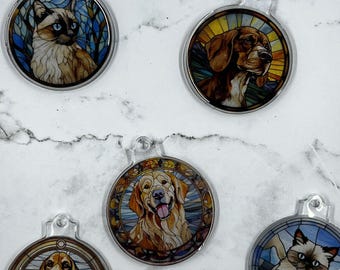 Custom Pet Memorial Ornament | Stained Glass Style | Personalized Dog or Cat Keepsake | Rainbow Bridge Gift
