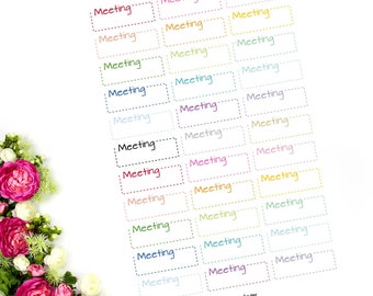 Stitched Meeting Box Stickers  Color Coding Stickers Functional Stickers Adulting Stickers Home Management Stickers Rainbow Stickers