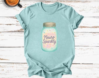 Neuro Sparkly Shirt | Bella Canvas Heather Prism Ice Blue | Neurodivergent Gift | Autism ADHD Awareness Tee | Soft Mental Health Shirt