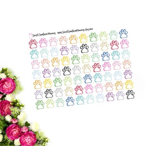 Paw Print  Stickers Color Coding Stickers Functional Stickers Adulting Stickers Home Management Stickers Rainbow Stickers Scrapbook Stickers