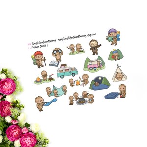 Mason Jar the Sloth Goes Camping Stickers Seasonal Stickers Mascot Stickers Character Stickers  Sloth Stickers Adulting Stickers