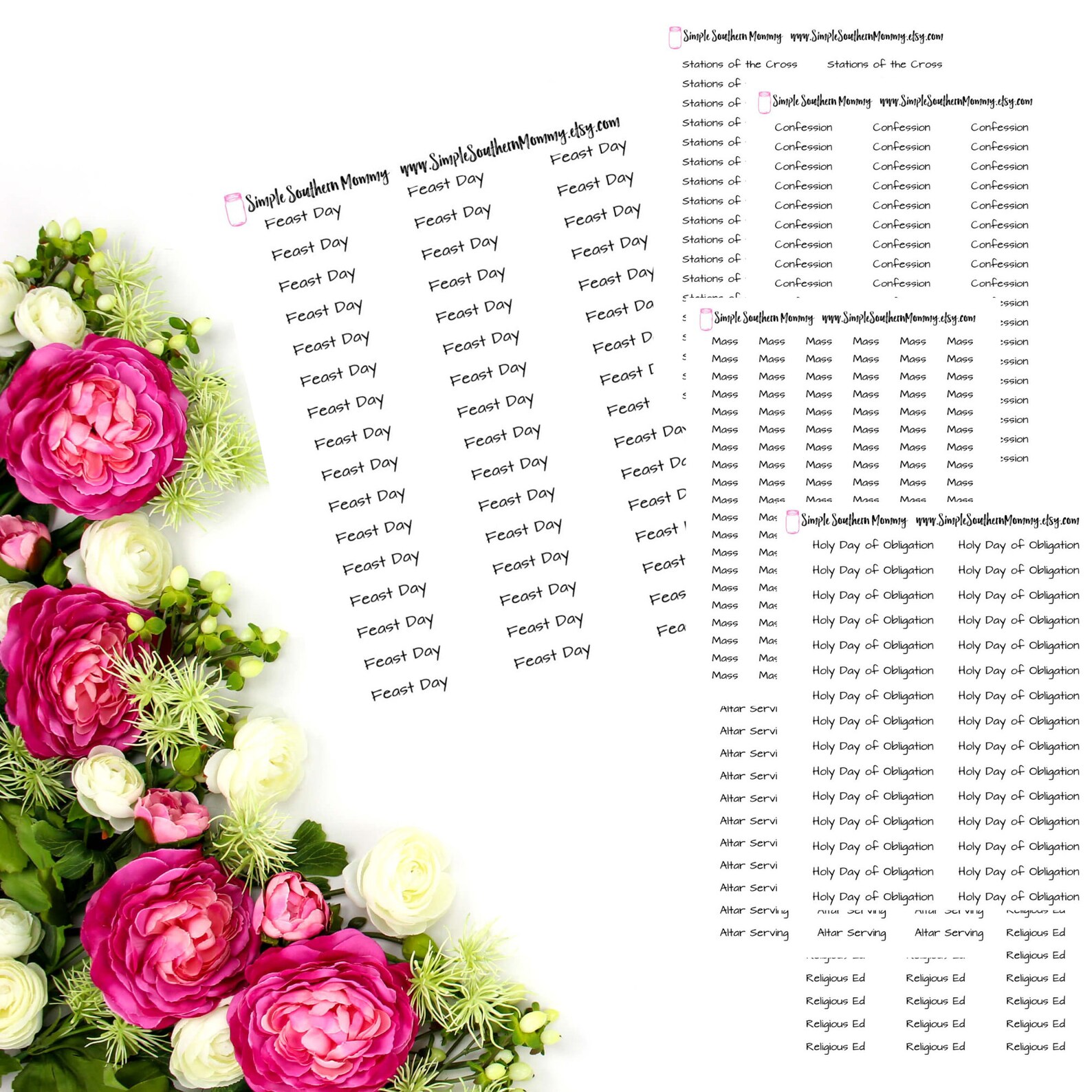 Catholic Text Stickers Mass Sticker Altar Serving Adoration Holy Days ...