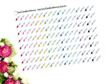 Syringe Shot Stickers | Color Coding Planner Stickers | Functional Adulting Stickers | Rainbow Healthcare Stickers