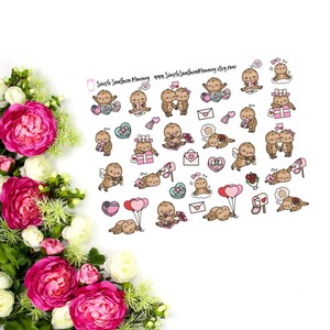 Mason Jar the Sloth&#39;s Valentines Stickers Seasonal Stickers Mascot Stickers Character Stickers  Sloth Stickers Adulting Stickers