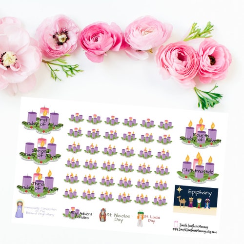 Advent Weeks and Wreaths V1 Stickers Liturgical Planning - Etsy