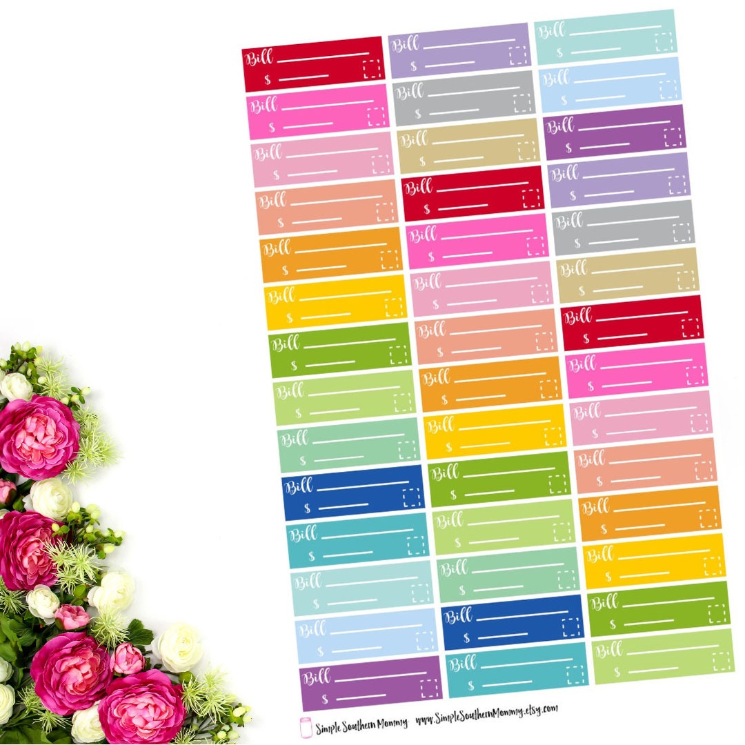 Bill Tracker Planner Stickers – Rainbow Functional Budget Stickers ...