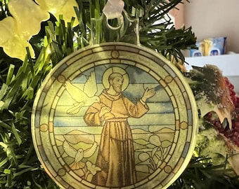 ornement de vitrail catholique | Décoration de Noël Saint | Cadeau ornement catholique | Cadeau de première communion | Décoration religieuse de Noël